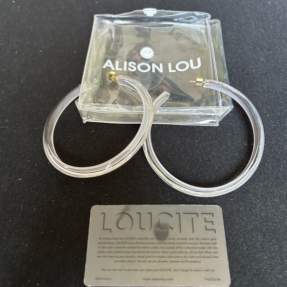ALISON LOU, LOUCITE Collection, Hoop Earrings, Grey, Large, Brand New - Picture 2 of 7